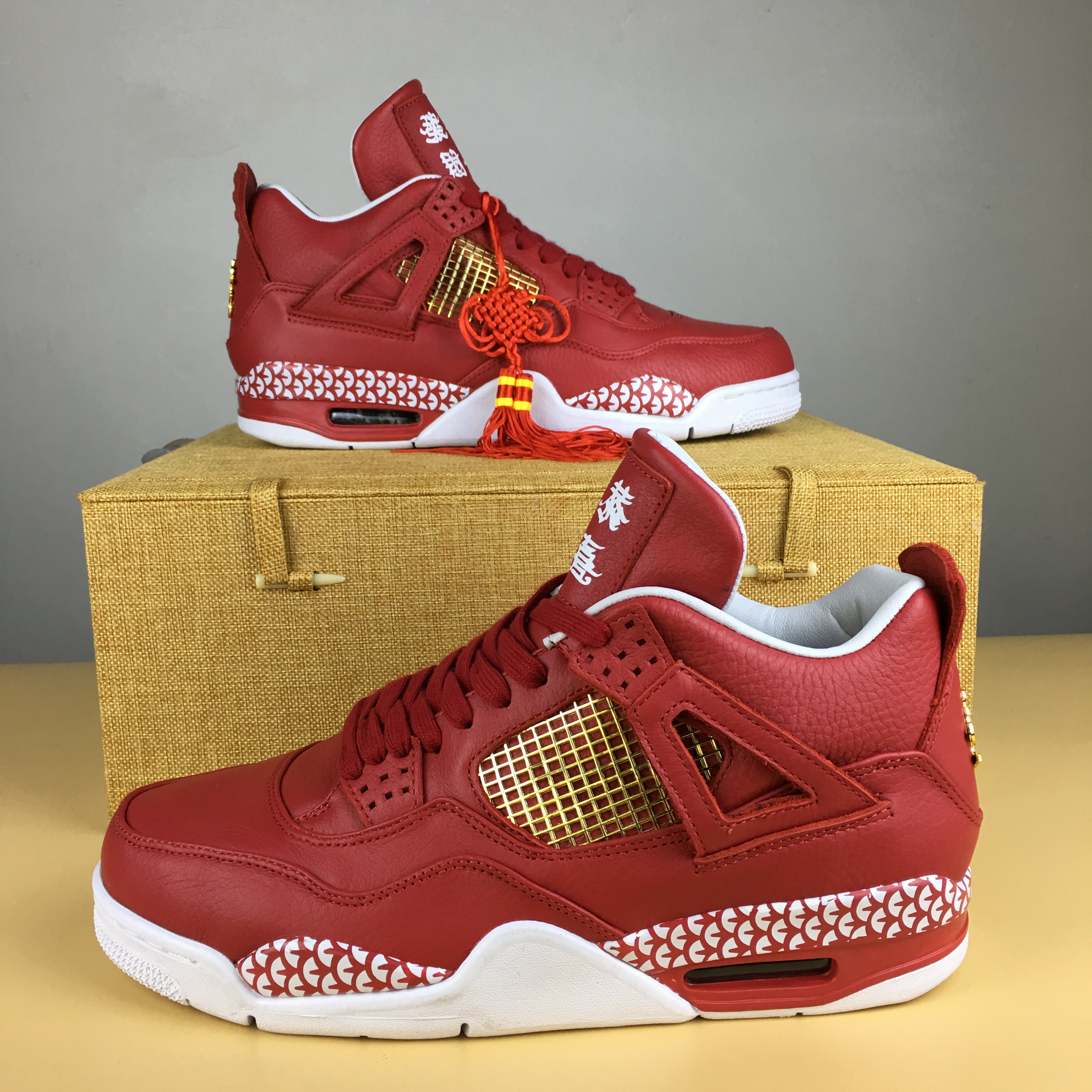 Latest Jordan 4 Kung Hei Fat Choi Red Shoes